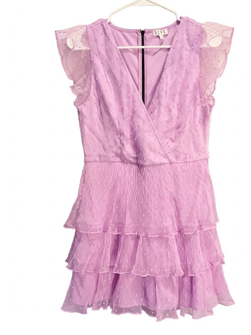 TCEC Pink/ Lavender Ruffled Tiered Party Dress/ M / Ptp-16-18”
